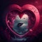 Generative AI: beautiful red heart with romantic scenery for valentine`s day