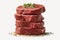 Generative AI. Beef meat (tenderloin). Portions stacked on top of each other