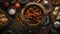 Generative AI Beef stew recipe flat lay still life business concept.