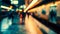 Generative AI Blurred busy people on railway station business concept.