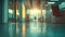 Generative AI BLURRED OFFICE BACKGROUND SPACIOUS BUSINESS INTERIOR HALL WITH DAY LIGHT WINDOW REFLECTIONS business