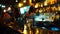 Generative AI blurred people at a busy bar business concept.