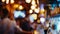 Generative AI blurred people at a busy bar business concept.