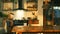 Generative AI Blurred view of kitchen interior business concept.