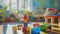 Generative AI Blurred view of playroom in kindergarten with toys business concept.