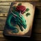 Generative AI of book with dragon and rose cover