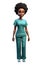 Generative AI of Cartoon Illustration of a Black Nurse isolated on with background with clipping path cutout concept for