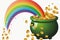 Generative AI cartoon of the pot of gold coins at the end of the rainbow