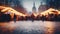 Generative AI, Christmas fair blurred background, winter street market