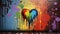 Generative AI, Colorful heart as graffiti love symbol on the wall, street art.