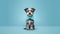 Generative AI. Concept of the holiday and happy birthday dog party. Charming grey bearded cute terrier puppy wearing bow