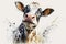 Generative AI. Cow head, watercolor illustration. Farm animal