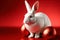 Generative AI of cuddly Easter bunny and Red Eggs: Generated Bunnies and Red Eggs for an Authentic Easter Tradition