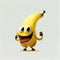 Generative AI: Cute banana Character in withe background