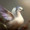 Generative AI: cute exotic fantasy bird very feathery in pastel colors on a light background