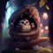 Generative AI: cute fantasy owl in magical environment