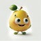 Generative AI: Cute pear Character in withe background