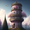 Generative AI: cute tower in a fantasy landscape