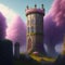 Generative AI: cute tower in a fantasy landscape