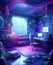 Generative AI: a cyberpunk colorful streaming and gaming studio for streamers