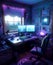 Generative AI: a cyberpunk colorful streaming and gaming studio for streamers