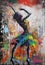 Generative AI, Dancing woman or girl, dynamic motion. Ink paint colorful splashes street graffiti art