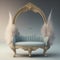 Generative AI:  delicate fantasy armchair with feather decorations