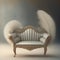 Generative AI:  delicate fantasy armchair with feather decorations