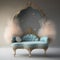 Generative AI:  delicate fantasy armchair with feather decorations
