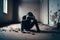 Generative AI of Depressed man wearing a VR headset in a post apocalyptic room: The Loneliness and Isolation of depression in a