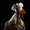 Generative AI digital art of an chicken dressed as a culinary chef cook