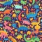 Generative AI Dinosaurs Seamless Pattern  Cartoon-