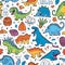 Generative AI Dinosaurs Seamless Pattern  Cartoon-