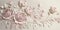 Generative AI, embroidered shabby chic baroque light pink roses pattern.