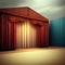 Generative AI: Empty theater stage with red velvet curtains