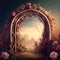 Generative AI: enchanted fairy tale arch with flowers