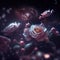 Generative AI: ethereal pink roses with leaves and saplings