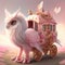 Generative AI:fairytale pink carriage with beautiful animal in an enchanted landscape