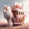 Generative AI:fairytale pink carriage with beautiful animal in an enchanted landscape