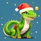 Generative AI fantasies on the theme of the Chinese calendar. Dragon symbol of 2024 in a Santa Claus hat