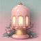 Generative AI: Fantasy pink lamp Isolated on green background