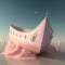Generative AI: fantasy whimsical pink pastel sailboat