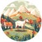 Generative AI Farm animals with landscape-