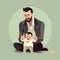 Generative AI Father with crying baby-