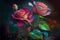 Generative AI: Fine art image of beautiful pastel roses in garden