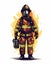 Generative AI Firefighter Freehand Doodle-