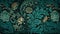 Generative AI, Floral teal, green blue pattern. William Morris inspired natural plants and flowers background, vintage