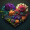 Generative AI. Flowers in the shape of a heart. Love