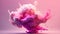 Generative AI, Flowing light pink, viva magenta smoke with splashes. Soft fluid banner, spring female mood, 3D effect, modern