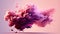 Generative AI, Flowing light pink, viva magenta smoke with splashes. Soft fluid banner, spring female mood, 3D effect, modern